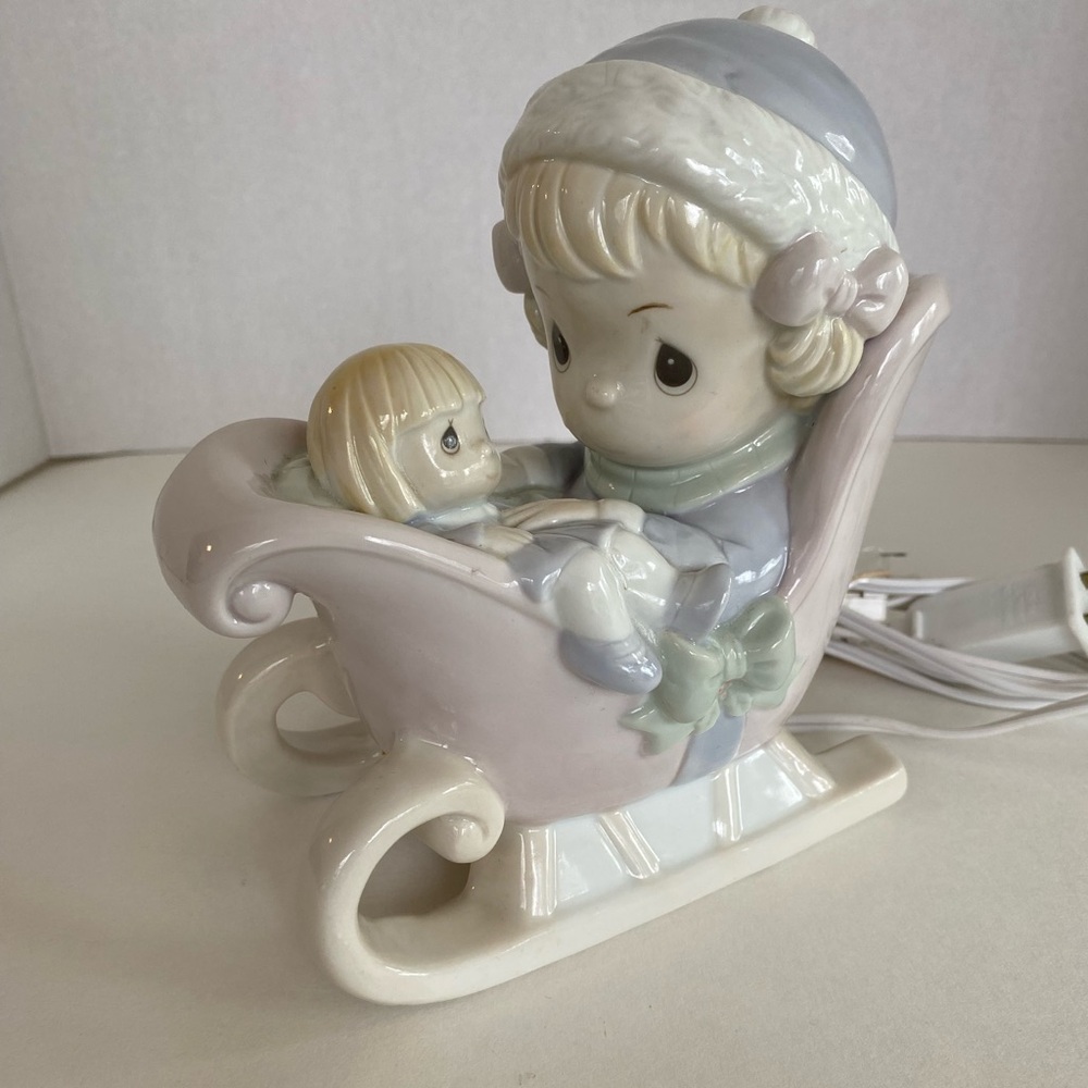 Precious Moments Porcelain 1993 Sleigh Girl Vintage